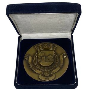 Middle Age Ovar Portugal Aveiro District Town Hall Bronze Medallion 88 mm Case